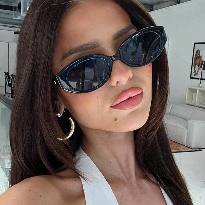 Sunglasses Cat Eye - ヴィンテージキャットアイサングラス女性レトロシェードブラックサングラス女性ファッション小さなフレームミラースクエアオキュロスデソル