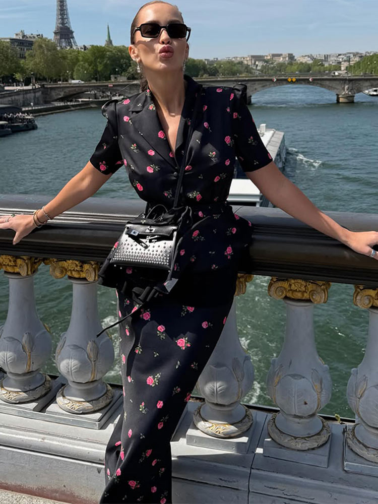 花柄ブレザーコートスカートセット レディース エレガント ラ - Romper Floral Print のレビューと価格