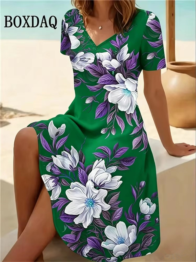 6XL プラスサイズの女性のドレス夏のビーチカジュアル A  - Romper Floral Print のレビューと価格