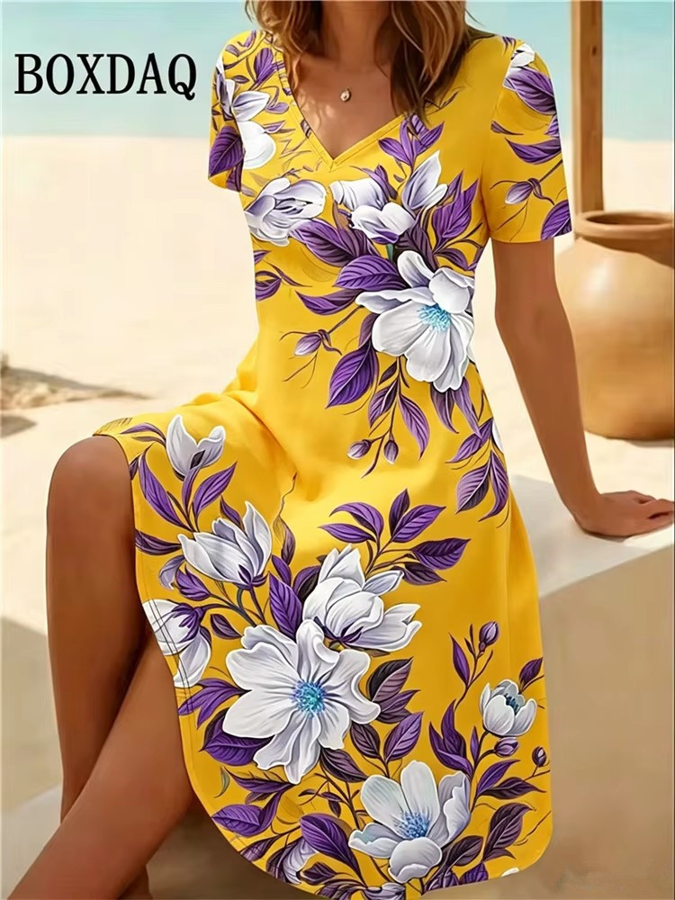 6XL プラスサイズの女性のドレス夏のビーチカジュアル A  - Romper Floral Print のレビューと価格