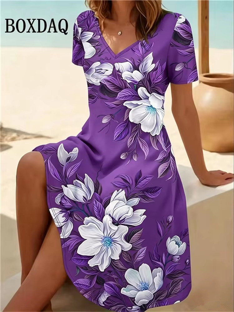 6XL プラスサイズの女性のドレス夏のビーチカジュアル A  - Romper Floral Print のレビューと価格
