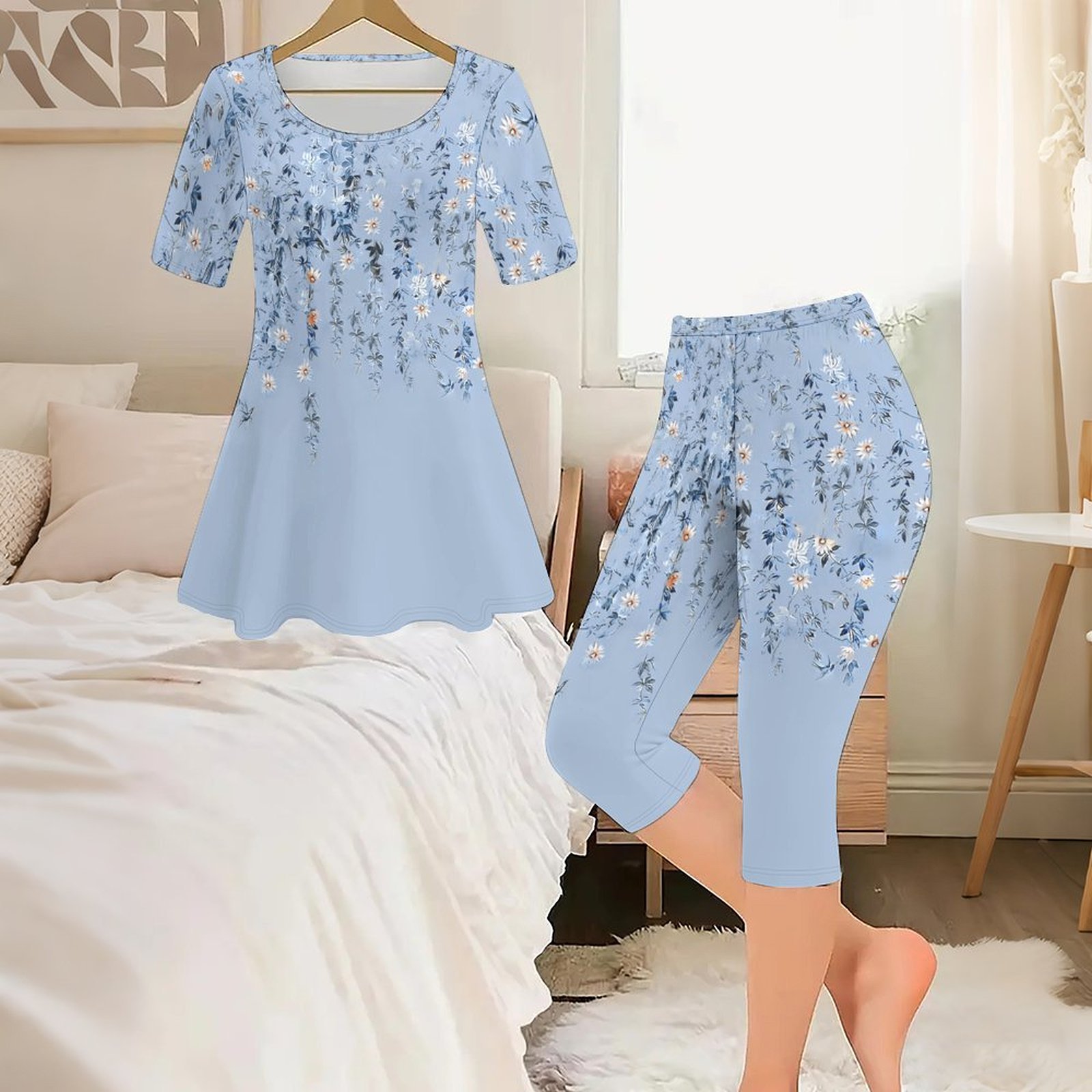 2ピース ヴィンテージプリント ツーピースセット レディース - Romper Floral Print のレビューと価格