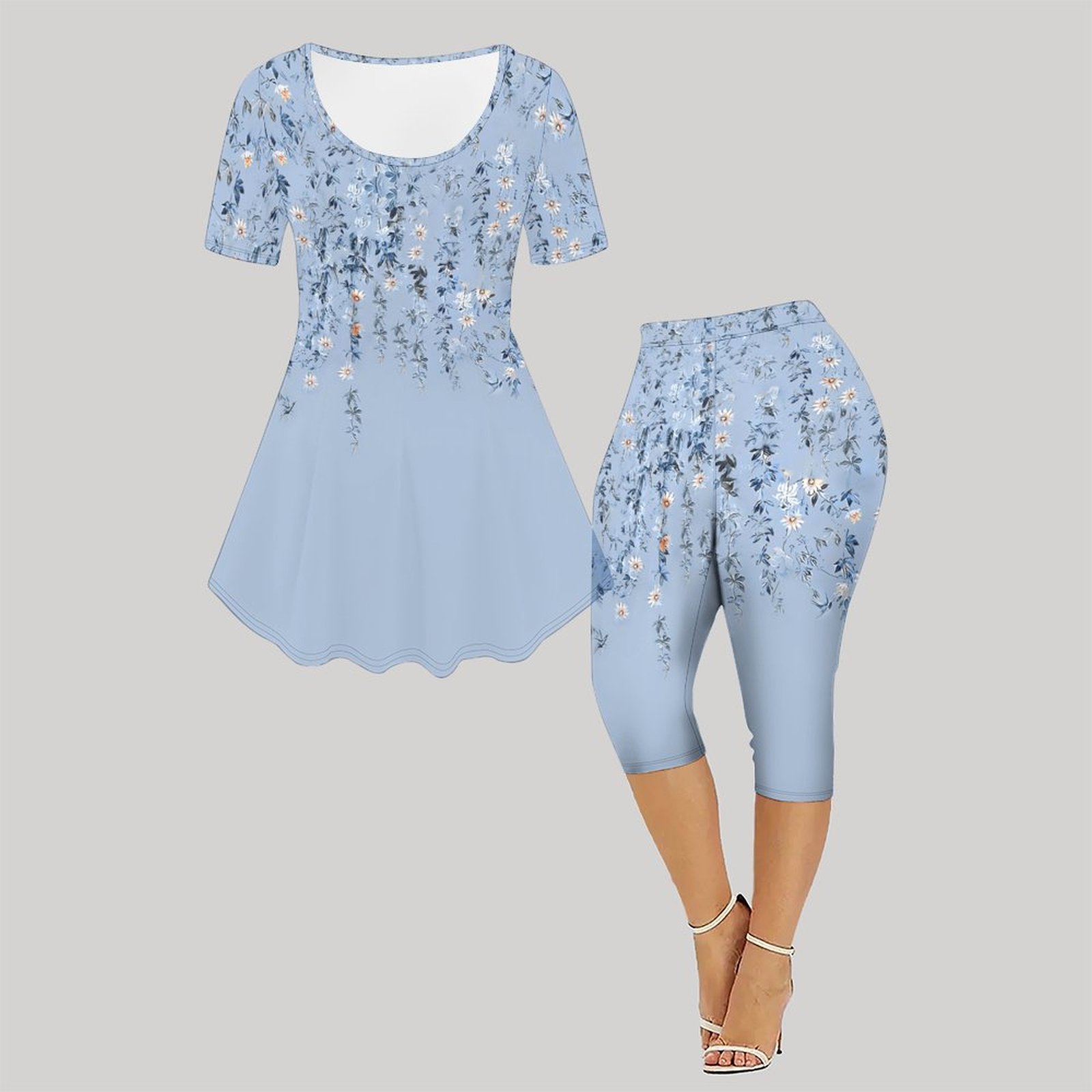 2ピース ヴィンテージプリント ツーピースセット レディース - Romper Floral Print のレビューと価格
